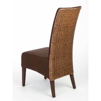 Rattanstühle 4er-Set Antonio Polsterstühle braun Wildlederoptik cogna