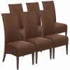 Rattanstühle 6er Set Esszimmerstühle Antonio braun Wildleder-Optik