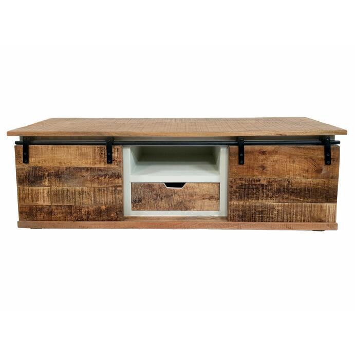 TV Schrank Massivholz B 125 H 45 cm TV Lowboard Fernsehschrank
