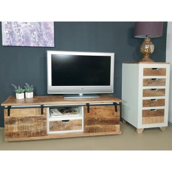 TV Schrank Massivholz B 125 H 45 cm TV Lowboard Fernsehschrank