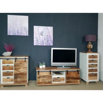 TV Schrank Massivholz B 125 H 45 cm TV Lowboard Fernsehschrank