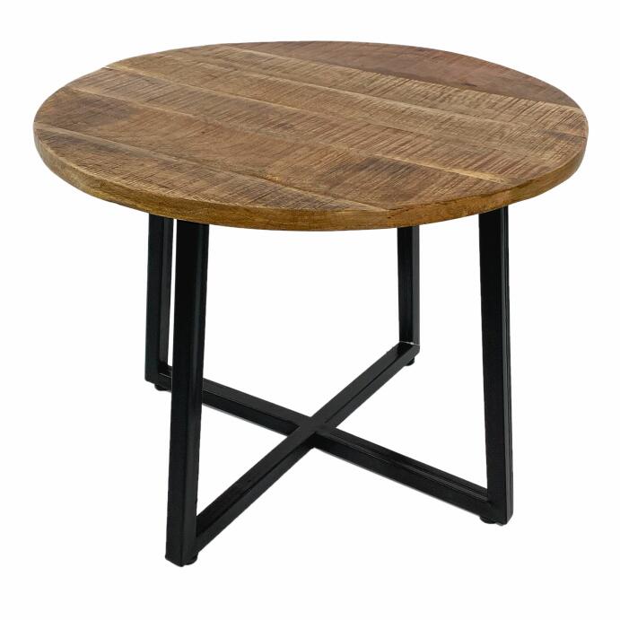 Couchtisch rund 60cm Beistelltisch Cannes Metall-Gestell schwarz weiß