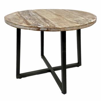 Couchtisch rund 60cm Beistelltisch Cannes Metall-Gestell schwarz weiß