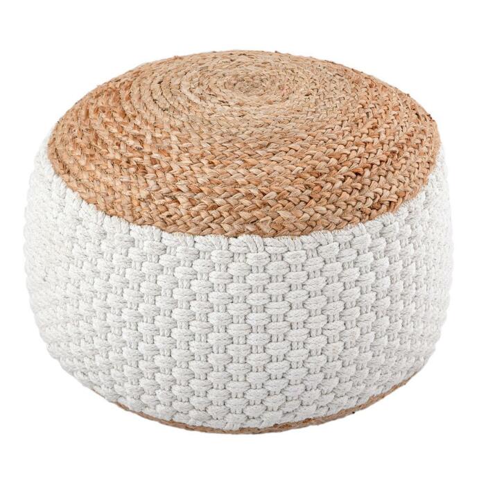Sitzpouf Jute Sitzhocker rund Deko Hocker natur Sitzpouf Fußhocker