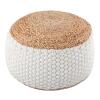Sitzpouf Jute Sitzhocker rund Deko Hocker natur Sitzpouf Fußhocker
