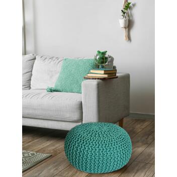 Strickhocker Pouf Sitzpouf Sitzpuff Grobstrick Pouf Bodenkissen Ø 45cm