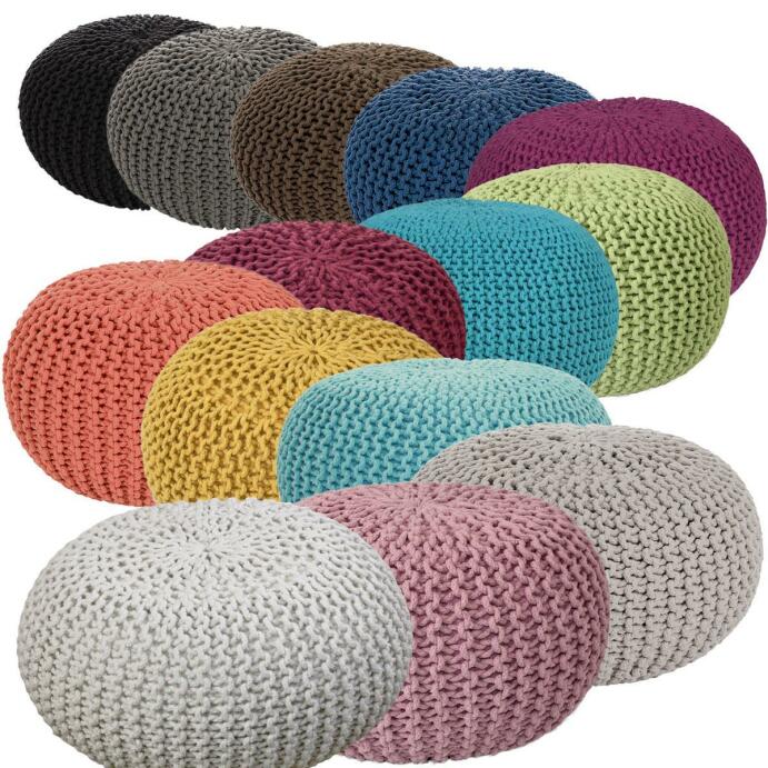 Strickhocker Pouf Sitzpouf Sitzpuff Grobstrick Pouf Bodenkissen Ø 55cm