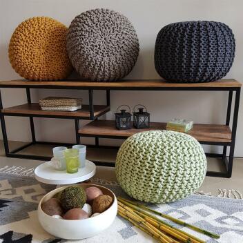 Strickhocker Pouf Sitzpouf Sitzpuff Grobstrick Pouf Bodenkissen Ø 55cm