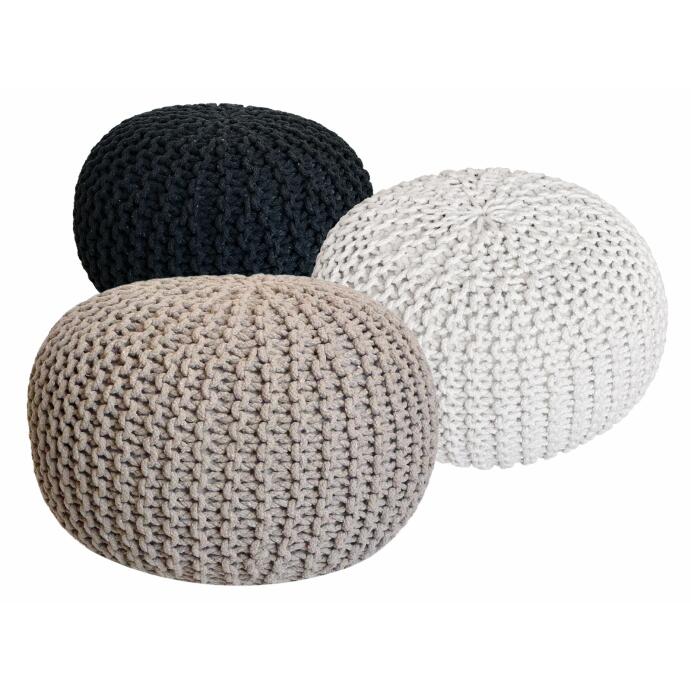 Strickhocker 3er Set Pouf Sitzpouf Sitzpuff Pouf Bodenkissen Ø 55cm