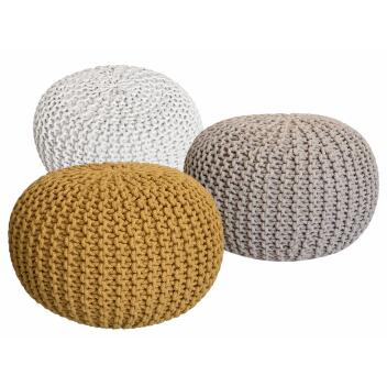 Strickhocker 3er Set Pouf Sitzpouf Sitzpuff Pouf Bodenkissen Ø 55cm