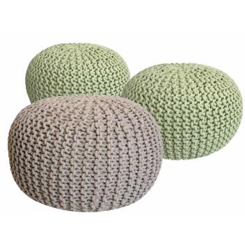 Strickhocker 3er Set Pouf Sitzpouf Sitzpuff Pouf Bodenkissen Ø 55cm