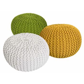 Strickhocker 3er Set Pouf Sitzpouf Sitzpuff Pouf Bodenkissen Ø 55cm
