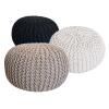 Strickhocker 3er Set Pouf Sitzpouf Sitzpuff Pouf Bodenkissen Ø 55cm