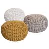Strickhocker 3er Set Pouf Sitzpouf Sitzpuff Pouf Bodenkissen Ø 55cm