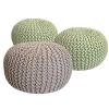 Strickhocker 3er Set Pouf Sitzpouf Sitzpuff Pouf Bodenkissen Ø 55cm
