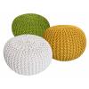 Strickhocker 3er Set Pouf Sitzpouf Sitzpuff Pouf Bodenkissen Ø 55cm