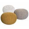 Strickhocker 3er Set Pouf Sitzpouf Sitzpuff Pouf Bodenkissen Ø 55cm