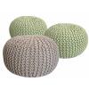 Strickhocker 3er Set Pouf Sitzpouf Sitzpuff Pouf Bodenkissen Ø 55cm