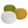 Strickhocker 3er Set Pouf Sitzpouf Sitzpuff Pouf Bodenkissen Ø 55cm