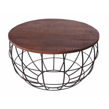 Couchtisch nachhaltig rund Wohnzimmer-Tisch Massivholz London 75cm