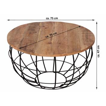 Couchtisch nachhaltig rund Wohnzimmer-Tisch Massivholz London 75cm
