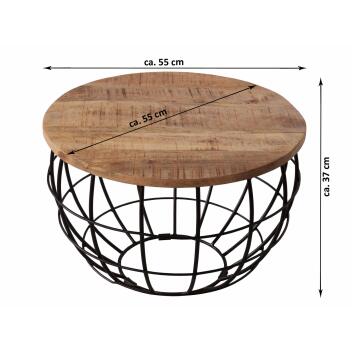 Couchtisch nachhaltig rund Wohnzimmer-Tisch Massivholz London 55cm