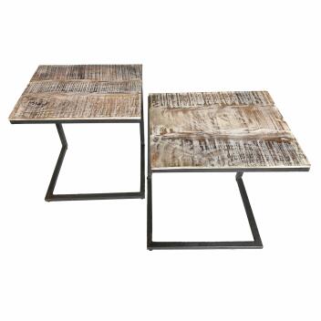 Couchtisch 2er Set Wohnzimmer-Tisch-Set Beistelltisch Atlanta Metall