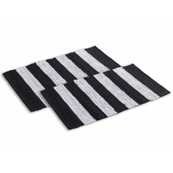Badematte Set 2er groß 80x50 Baumwolle Badezimmerteppich schwarz-weiß