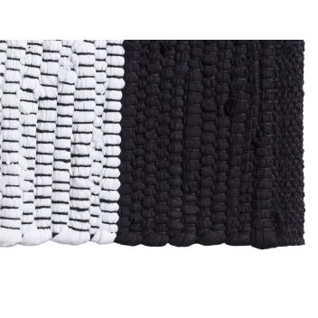 Badematte Set 2er groß 80x50 Baumwolle Badezimmerteppich schwarz-weiß