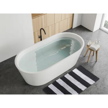 Badematte Set 2er groß 80x50 Baumwolle Badezimmerteppich schwarz-weiß