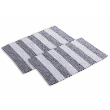 Badematte Set 2er groß 80x50 Baumwolle Badezimmerteppich weiß-grau