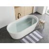 Badematte Set 2er groß 80x50 Baumwolle Badezimmerteppich weiß-grau