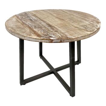 Couchtisch rund 60cm Cannes Beistelltisch Metall-Gestell weiß gekälkt