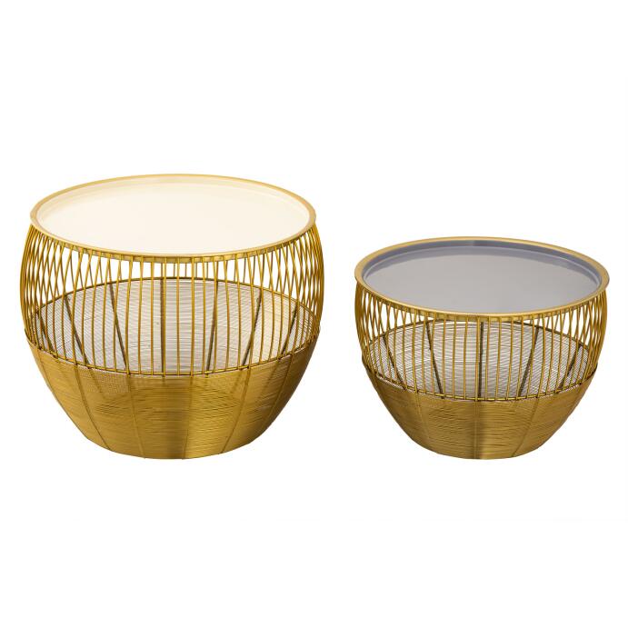 Beistelltisch 2er Set Dekotisch Sofatisch Glamira Couchtisch weiß grau