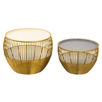 Beistelltisch 2er Set Dekotisch Sofatisch Glamira Couchtisch weiß grau