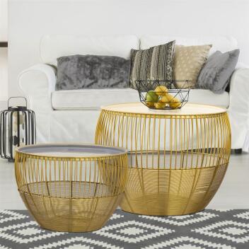 Beistelltisch 2er Set Dekotisch Sofatisch Glamira Couchtisch weiß grau