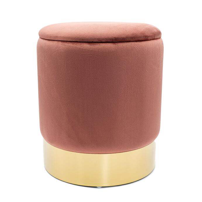 Samthocker Deko Hocker Samt Pouf Dekopouf Velour mit Stauraum rose
