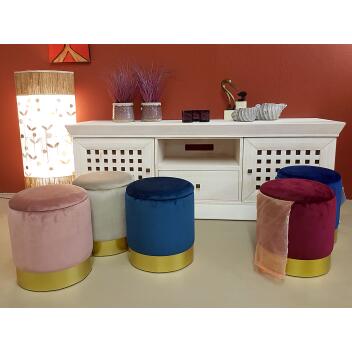 Samthocker Deko Hocker Samt Pouf Dekopouf Velour mit Stauraum rose