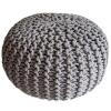 Strickhocker Pouf Sitzpouf Sitzpuff Grobstrick Pouf hellgrau Ø 45cm