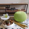 Strickhocker Pouf Sitzpouf Sitzpuff Grobstrick Pouf hellgrau Ø 45cm