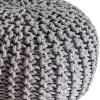Strickhocker Pouf Sitzpouf Sitzpuff Grobstrick Pouf hellgrau Ø 45cm