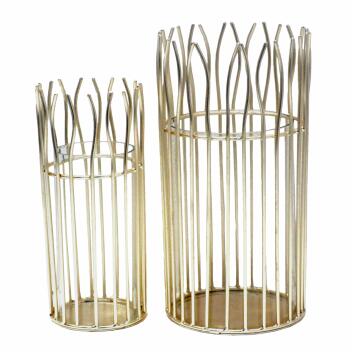 Windlicht Set romantisch 2-teilig mit Glaseinsatz rund gold