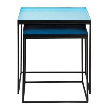 Beistelltisch 2er Set Satztisch Dekotisch Copenhagen türkis - blau