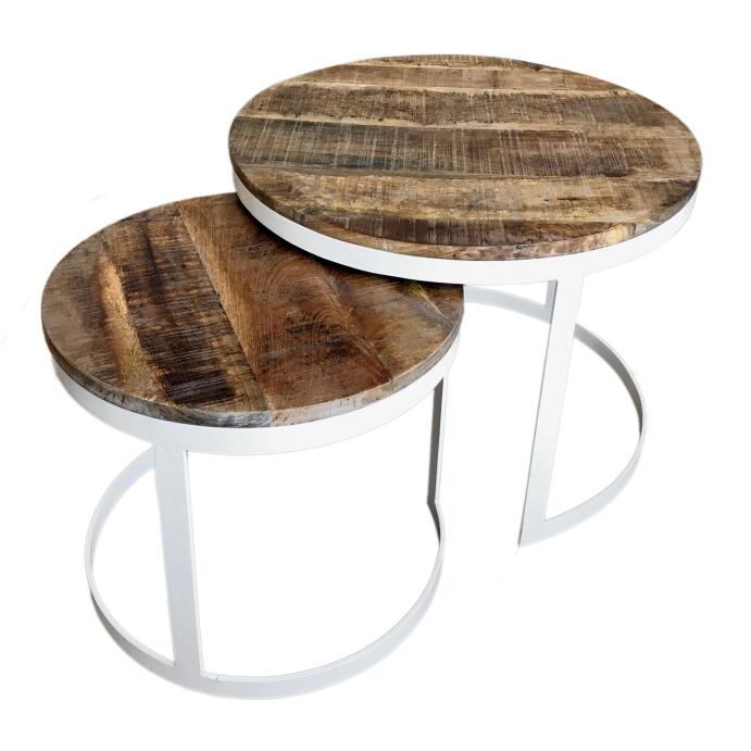 Couchtisch 2er Set Beistelltisch Wohnzimmertisch Austin reinweiß