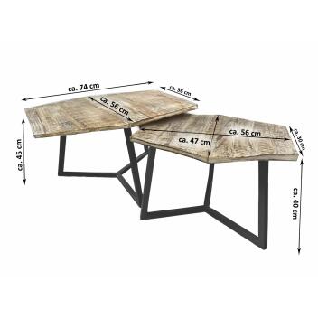 Couchtisch 2er Set Beistelltisch Wohnzimmertisch Paris altsilber