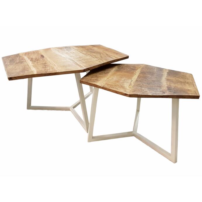 Couchtisch 2er Set Beistelltisch Wohnzimmertisch Paris reinweiß