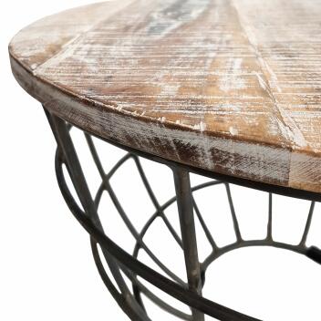Couchtisch Lexington Wohnzimmertisch Ø 75cm Massivholz weiß gekälkt