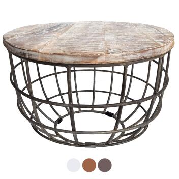 Couchtisch Lexington Wohnzimmer Dallas Ø 55cm Massivholz weiß gekälkt