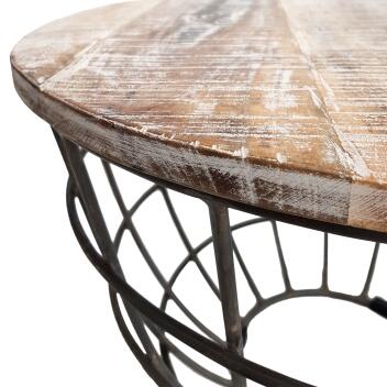 Couchtisch Lexington Wohnzimmer Dallas Ø 55cm Massivholz weiß gekälkt