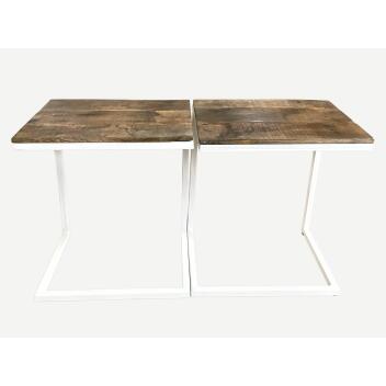 Couchtisch 2er Set Wohnzimmertisch Beistelltisch Atlanta tabacco/white